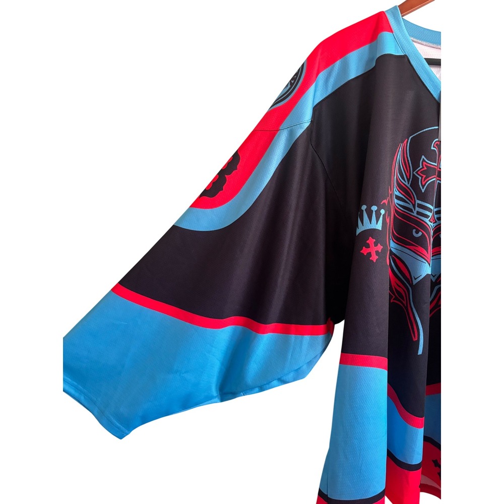 Young Speeds Rey Mysterio Headbangers Brawl Hockey Jersey Black Blue Pink‎ XL - Picture 3 of 6